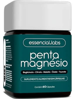 PENTA MAGNÉSIO - Bisglicinato + Dimalato + Citrato + Taurato + Óxido de Magnésio - A Combinação Perfeita de 5 Magnésios com Máxima Pureza e Biodisponibilidade - 60 Cápsulas