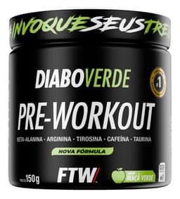 Suplemento Em Pó Pre Treino Pre Workout Pote 150g Sabor Maça Verde Ftw - Diabo Verde