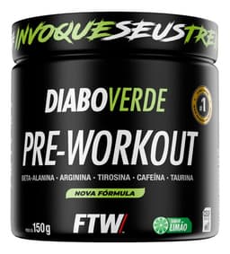 Suplemento Em Pó Verde Pre Treino Pre Workout Pote 150g Sabor Limão Ftw - Diabo Verde
