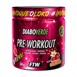 Suplemento Em Pó Pre Treino Pre Workout Pote 300g Sabor Dip Loko! Morango Atômico Ftw - Diabo Verde