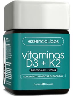 VITAMINA D3 + K2 Menaquinona-7 - Fórmula com Máxima Concentração e Biodisponibilidade - 60 Cápsulas